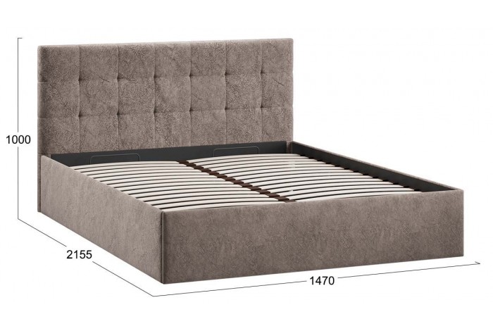 Кровать с ПМ «Джоли» 1400 Тип 1 (с подъемным механизмом) Микровелюр Wellmart Latte