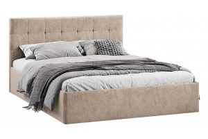 Кровать без ПМ Джоли 1600 Тип 1 (без подъемного механизма) Микровелюр Wellmart Dark Beige
