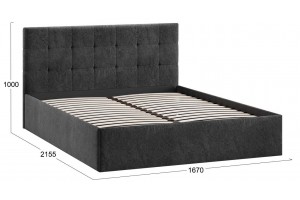 Кровать без ПМ Джоли 1600 Тип 1 (без подъемного механизма) Микровелюр Wellmart Graphite
