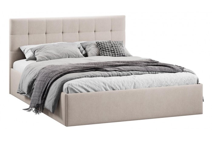 Кровать без ПМ «Джоли» 1600 Тип 1 (без подъемного механизма) Велюр Мокко светлый