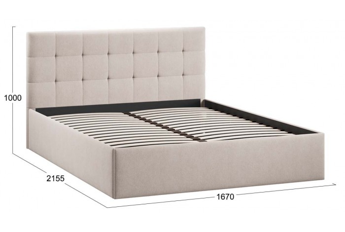 Кровать без ПМ «Джоли» 1600 Тип 1 (без подъемного механизма) Велюр Мокко светлый