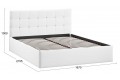 Кровать с ПМ «Джоли» 1600 Тип 1 (с подъемным механизмом) Экокожа Polo white