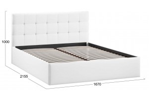 Кровать с ПМ Джоли 1600 Тип 1 (с подъемным механизмом) Экокожа Polo white