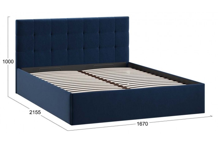 Кровать с ПМ «Джоли» 1600 Тип 1 (с подъемным механизмом) Микровелюр Wellmart Blue