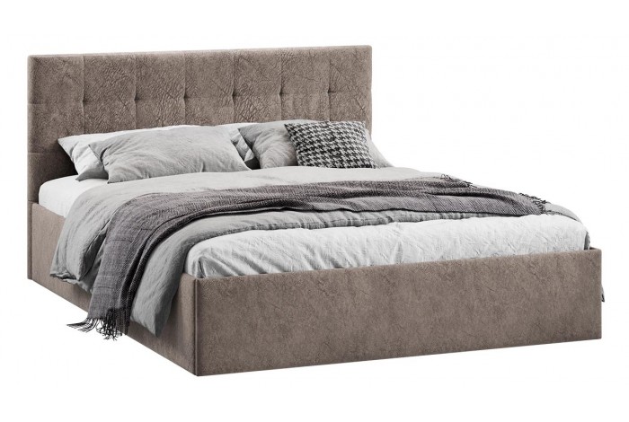 Кровать с ПМ «Джоли» 1600 Тип 1 (с подъемным механизмом) Микровелюр Wellmart Latte