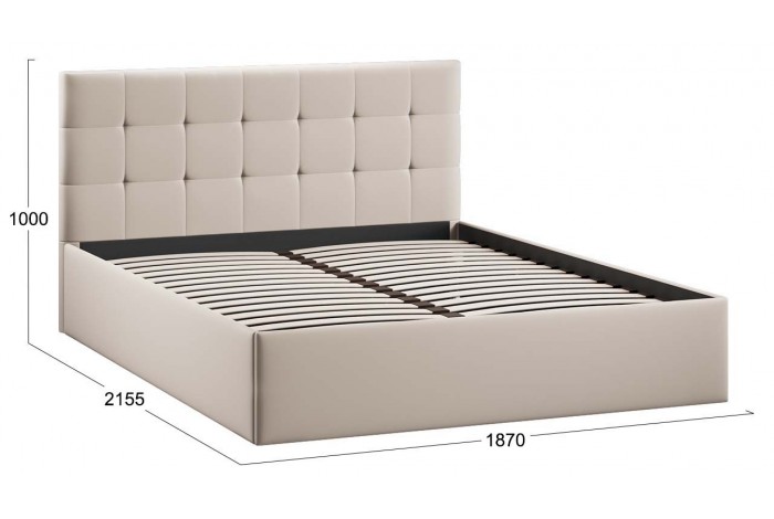 Кровать без ПМ «Джоли» 1800 Тип 1 (без подъемного механизма) Велюр Confetti Cream