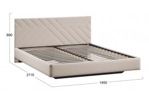 Кровать без ПМ Кевия 1400 Тип 1 (без подъемного механизма) Велюр Confetti Cream
