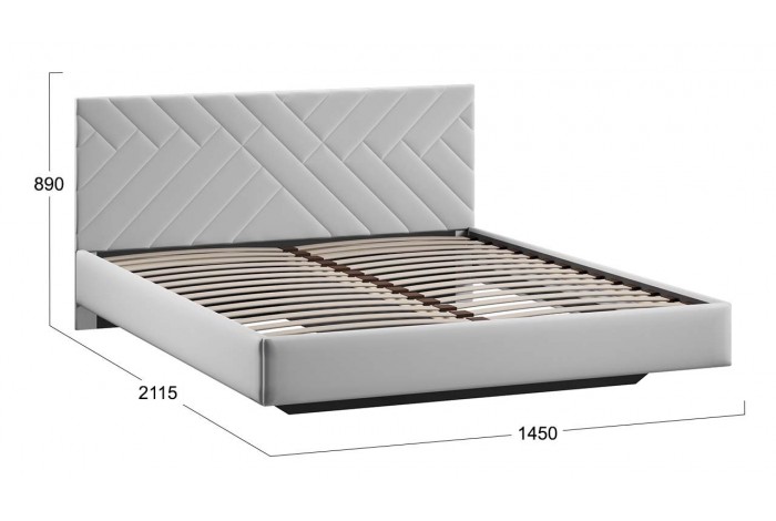 Кровать без ПМ «Кевия» 1400 Тип 1 (без подъемного механизма) Велюр Confetti Silver