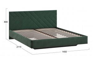 Кровать без ПМ Кевия 1400 Тип 1 (без подъемного механизма) Велюр Confetti Deep forest