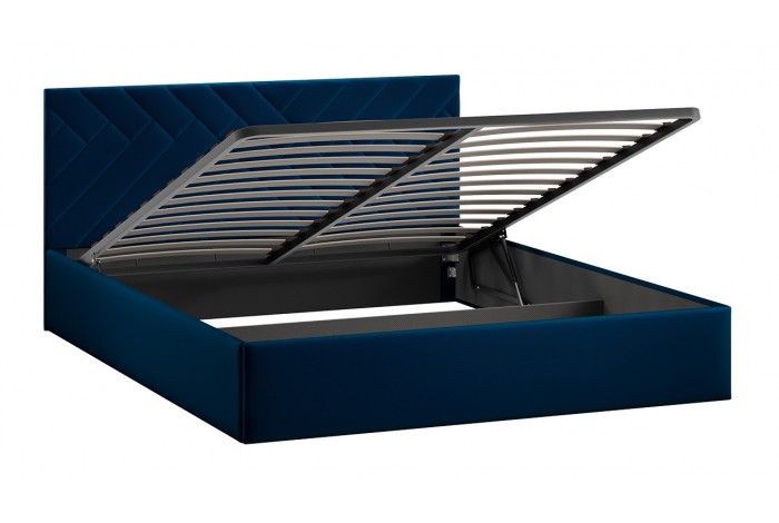 Кровать с ПМ «Кевия» 1400 Тип 1 (с подъемным механизмом и заглушиной) Велюр Confetti Blue