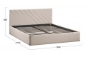 Кровать с ПМ «Кевия» 1400 Тип 1 (с подъемным механизмом и заглушиной) Велюр Confetti Cream