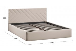 Кровать с ПМ Кевия 1400 Тип 1 (с подъемным механизмом и заглушиной) Велюр Confetti Cream
