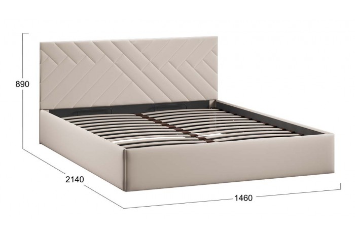 Кровать с ПМ «Кевия» 1400 Тип 1 (с подъемным механизмом и заглушиной) Велюр Confetti Cream