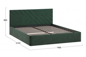 Кровать с ПМ Кевия 1400 Тип 1 (с подъемным механизмом и заглушиной) Велюр Confetti Deep forest