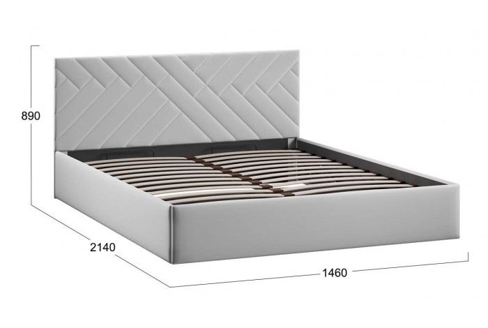 Кровать с ПМ «Кевия» 1400 Тип 1 (с подъемным механизмом и заглушиной) Велюр Confetti Silver