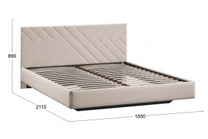 Кровать без ПМ Кевия 1600 Тип 1 (без подъемного механизма) Велюр Confetti Cream