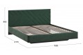 Кровать без ПМ «Кевия» 1600 Тип 1 (без подъемного механизма) Велюр Confetti Deep forest