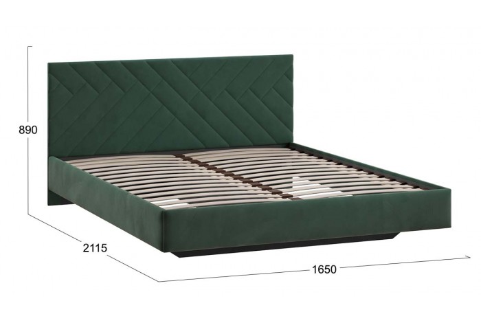 Кровать без ПМ «Кевия» 1600 Тип 1 (без подъемного механизма) Велюр Confetti Deep forest