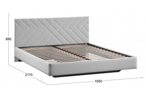 Кровать без ПМ Кевия 1600 Тип 1 (без подъемного механизма) Велюр Confetti Silver