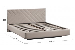 Кровать без ПМ Кевия 1600 Тип 1 (без подъемного механизма) Велюр Confetti Smoke