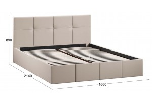 Кровать с ПМ Лора 1600 (с подъемным механизмом) Велюр Confetti Cream