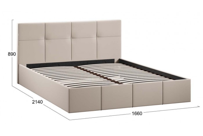 Кровать с ПМ «Лора» 1600 (с подъемным механизмом) Велюр Confetti Cream