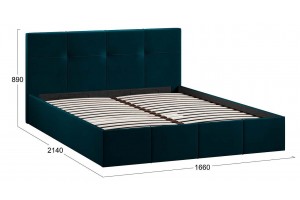 Кровать с ПМ Лора 1600 (с подъемным механизмом) Велюр Confetti Izumrud