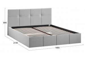 Кровать с ПМ Лора 1600 (с подъемным механизмом) Велюр Confetti Silver