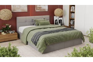 Кровать с ПМ Лора 1600 (с подъемным механизмом) Велюр Confetti Silver