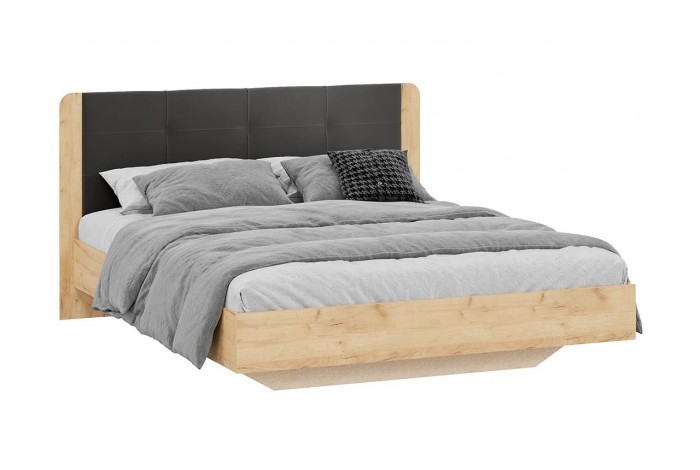 Кровать без ПМ «Торино» 1600 (без подъемного механизма) Дуб Крафт золотой, Велюр Confetti Stone