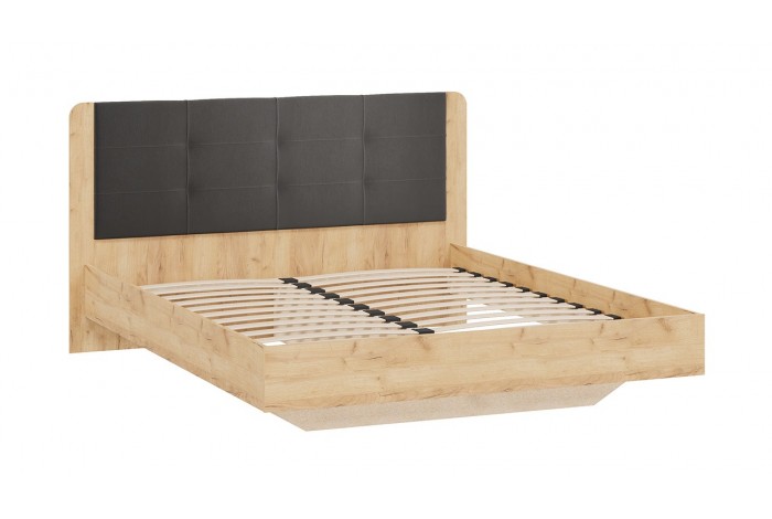 Кровать без ПМ «Торино» 1600 (без подъемного механизма) Дуб Крафт золотой, Велюр Confetti Stone