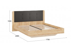 Кровать без ПМ Торино 1600 (без подъемного механизма) Дуб Крафт золотой, Велюр Confetti Stone