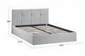 Кровать с ПМ «Лора» 1400 (с подъемным механизмом) Велюр Confetti Silver