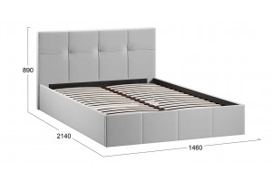 Кровать с ПМ Лора 1400 (с подъемным механизмом) Велюр Confetti Silver