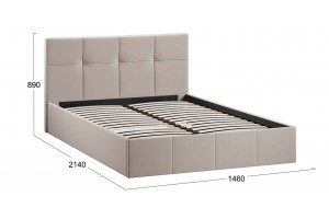 Кровать с ПМ Лора 1400 (с подъемным механизмом) Велюр Confetti Smoke