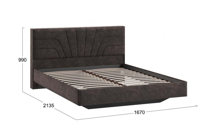 Кровать без ПМ «Пандора» 1600 Тип 1 (без подъемного механизма) Велюр Brut Chocolate 17
