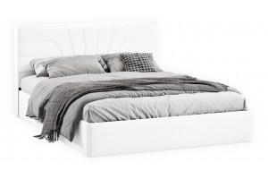 Кровать без ПМ Пандора 1600 Тип 1 без подъемного механизма Экокожа Polo white