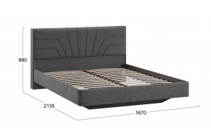 Кровать без ПМ Пандора 1600 Тип 1 без подъемного механизма Микрошенилл Relax Graphite