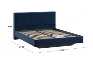 Кровать без ПМ Пандора 1600 Тип 1 без подъемного механизма Микровелюр Wellmart Blue