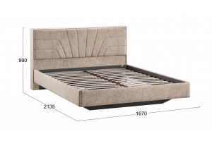 Кровать без ПМ Пандора 1600 Тип 1 без подъемного механизма Микровелюр Wellmart Dark Beige