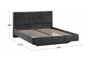 Кровать без ПМ Пандора 1600 Тип 1 без подъемного механизма Микровелюр Wellmart Graphite