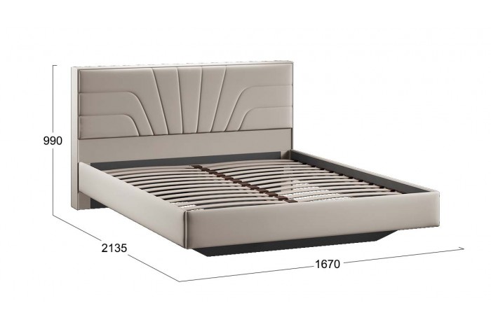 Кровать без ПМ «Пандора» 1600 Тип 1 (без подъемного механизма) Велюр Confetti Smoke