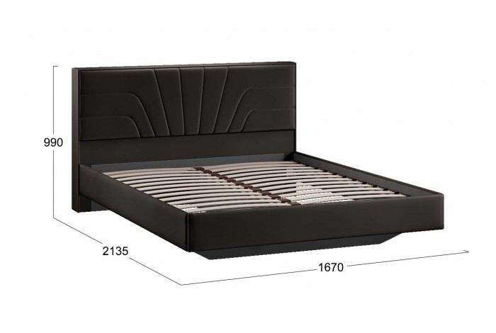 Кровать без ПМ «Пандора» 1600 Тип 1 (без подъемного механизма) Велюр Confetti Stone