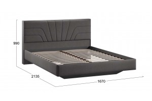 Кровать без ПМ Пандора 1600 Тип 1 без подъемного механизма Велюр Графит
