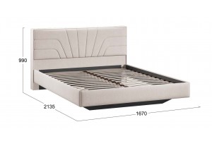 Кровать без ПМ Пандора 1600 Тип 1 без подъемного механизма Велюр Мокко светлый