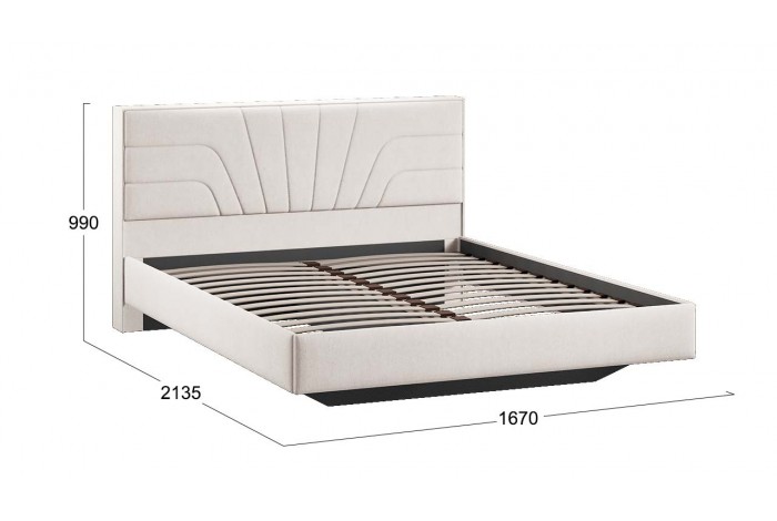 Кровать без ПМ «Пандора» 1600 Тип 1 (без подъемного механизма) Велюр Светлый