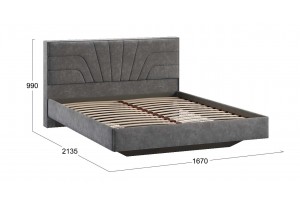 Кровать без ПМ Пандора 1600 Тип 1 без подъемного механизма Велюр Brut Grey 16