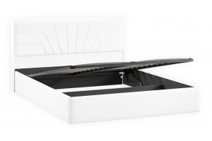 Кровать с ПМ Пандора 1600 Тип 1 (с подъемным механизмом и заглушиной) Экокожа Polo white