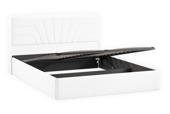 Кровать с ПМ «Пандора» 1600 Тип 1 (с подъемным механизмом и заглушиной) Экокожа Polo white