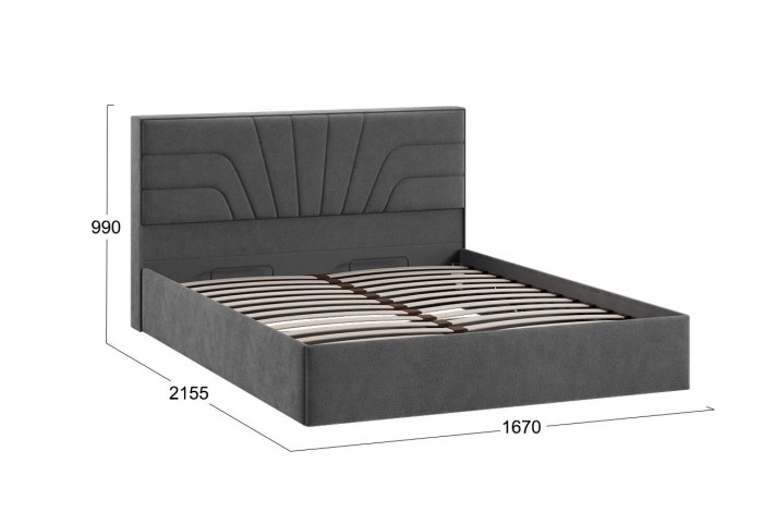 Кровать с ПМ «Пандора» 1600 Тип 1 (с подъемным механизмом и заглушиной) Микрошенилл Relax Graphite